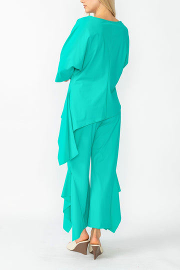 Baltic Side Pleats Asymmetrical Ruffle Top